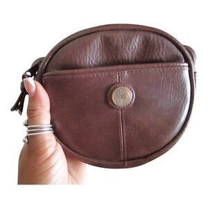 80s Vintage Richard Bernardi Brown Camera Crossbody Bag Mini Faux Leather